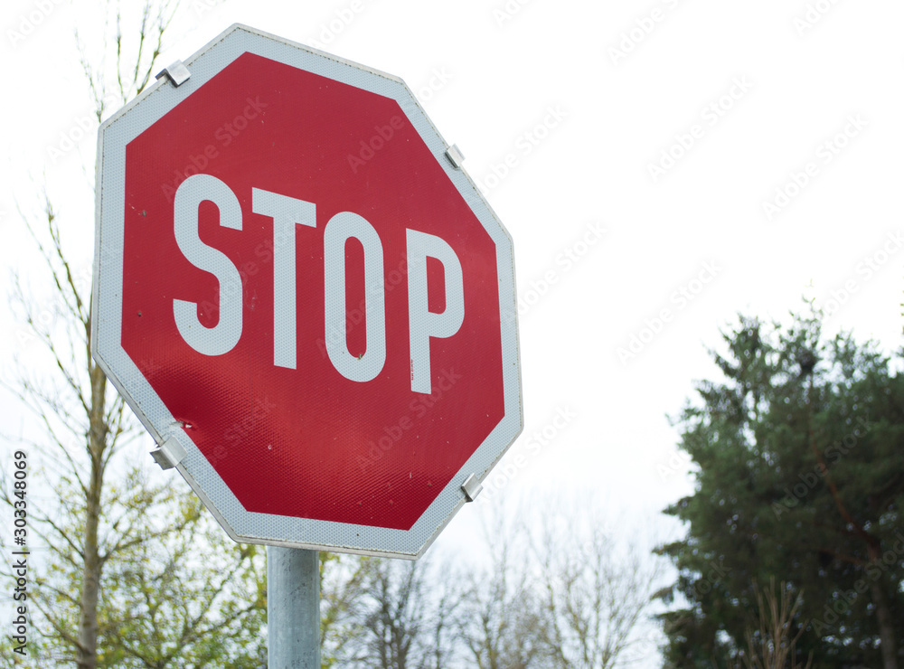 Road sign. Stop, it is forbidden to go.