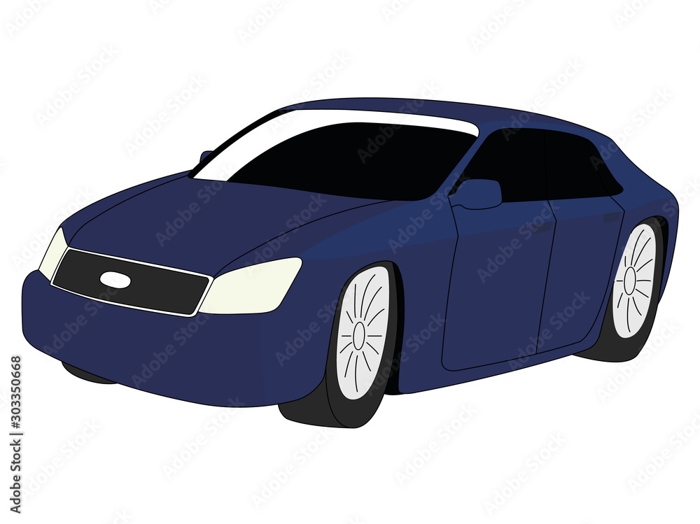 Fototapeta premium Sedan blue vector illustration isolated