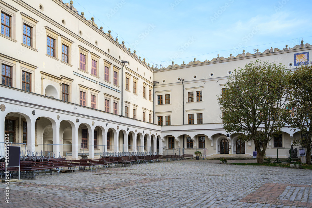 Inner courtyard of the Ducal Castle in Szczecin, Poland, former seat of the dukes of Pomerania-Stettin, today often used for cultural events