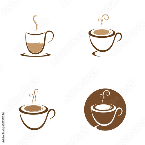 Set of Coffee cup Logo Template vector icon