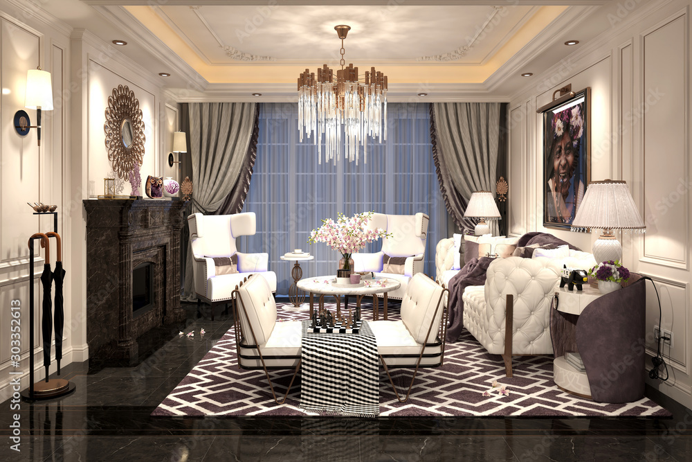 3d render. Modern living room interior. Stock Illustration | Adobe Stock