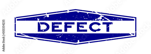 Grunge blue defect word hexagon rubber seal stamp on white background