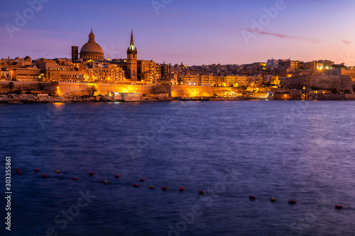 City of Valletta in Malta at Dusk