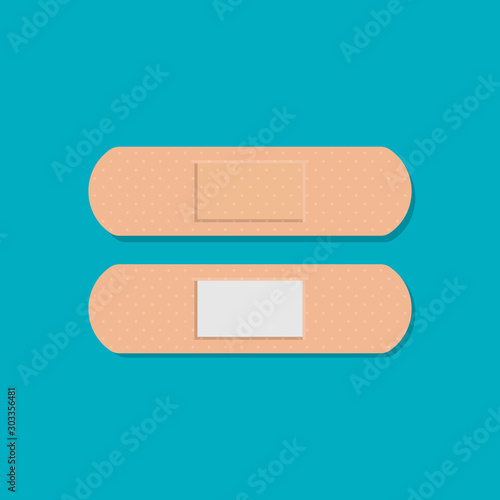 Medical adhesive bandage plasters isolated on background. Vector illustration.