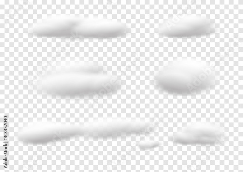 Realistic white cloud vectors isolated on transparency background, Fluffy cubes like white cotton wool  ep15 photo