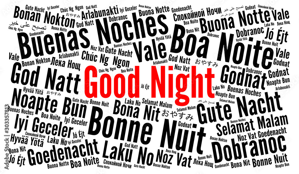 Good night word cloud in different languages Good night word cloud in different languages