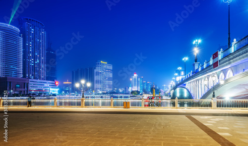 Ningbo city architecture landscape night view photo