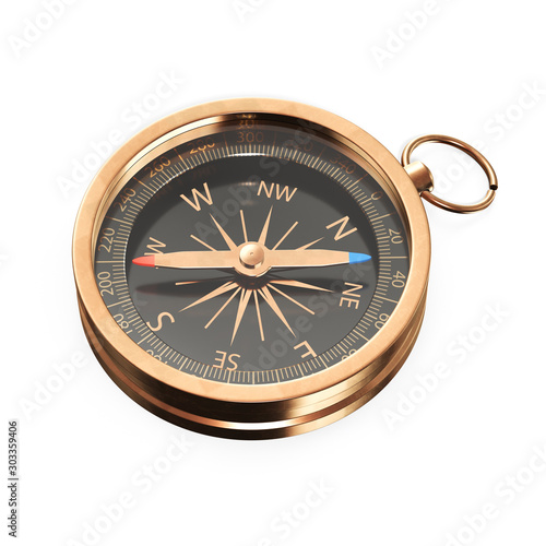 Black gold compass isolated
