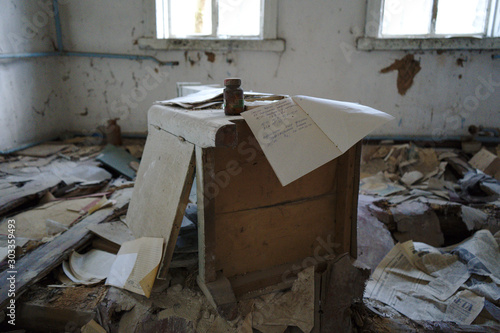 Chernobyl Pripyat - Abandoned books and paperwork