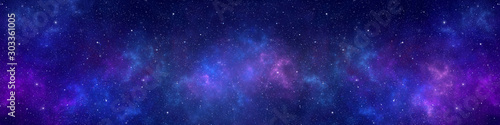 Nebula and stars in night sky web banner. Space background. © Nada Sertic