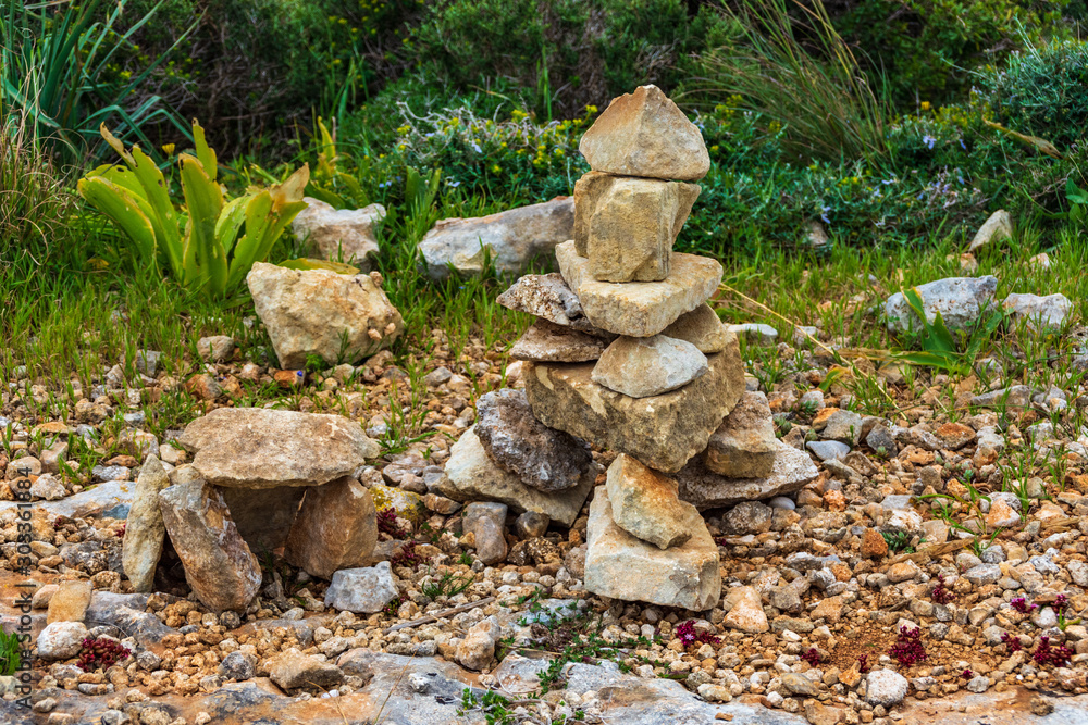 Rocks piled on top of each other, Qrend, Malta Rocks piled on top of each other, Qrend, Malta