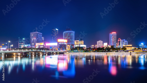 Ningbo city architecture landscape night view