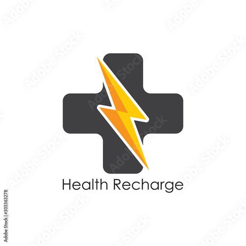 health recharge energy bolt logo vector