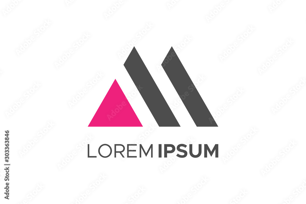 Abstract Geometric Triangle Letter M or AM Logo Concept Design Template ...