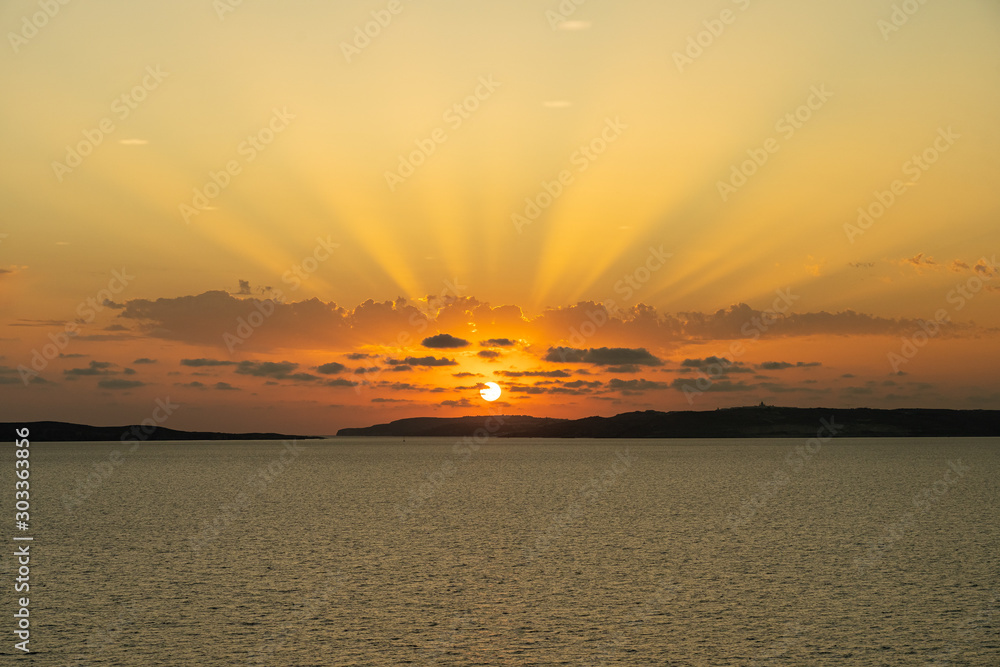Εκτύπωση καμβά sunset at malta in the mediterranean sea