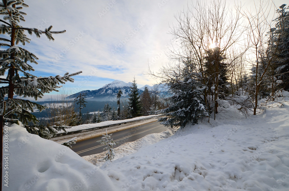 Zakopane - Głodówka - widok na Tatry, zima