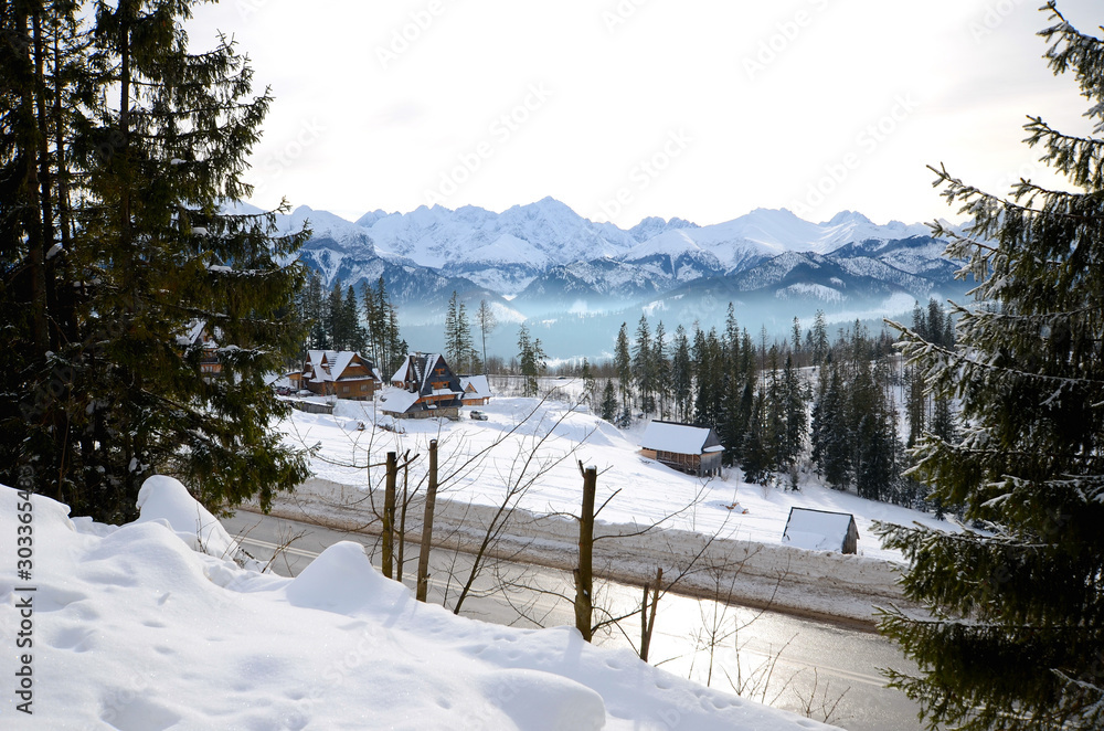 Zakopane - Głodówka - widok na Tatry, zima