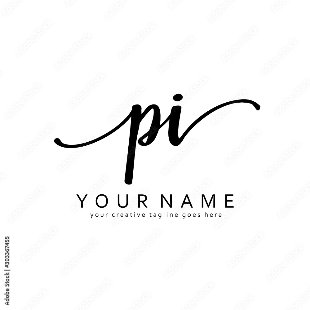 Handwriting P I PI initial logo template vector Handwriting P I PI initial logo template vector