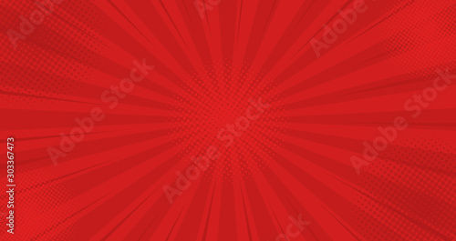 Comics red retro background with halftone corners. Summer backdrop. Vector illustration in retro pop art style for comics book, poster, advertising design