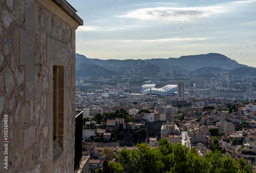 view on marseille city from notre dame de la garde church, france