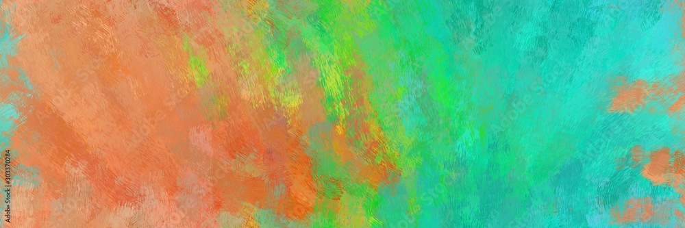 Obraz premium abstract seamless pattern brush painted design with peru, light sea green and pastel green color. can be used as wallpaper, texture or fabric fashion printing