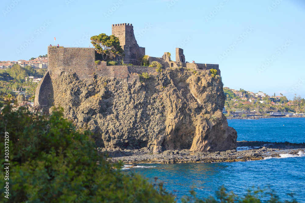castle on the shores of the Mediterranean. island of Sicily