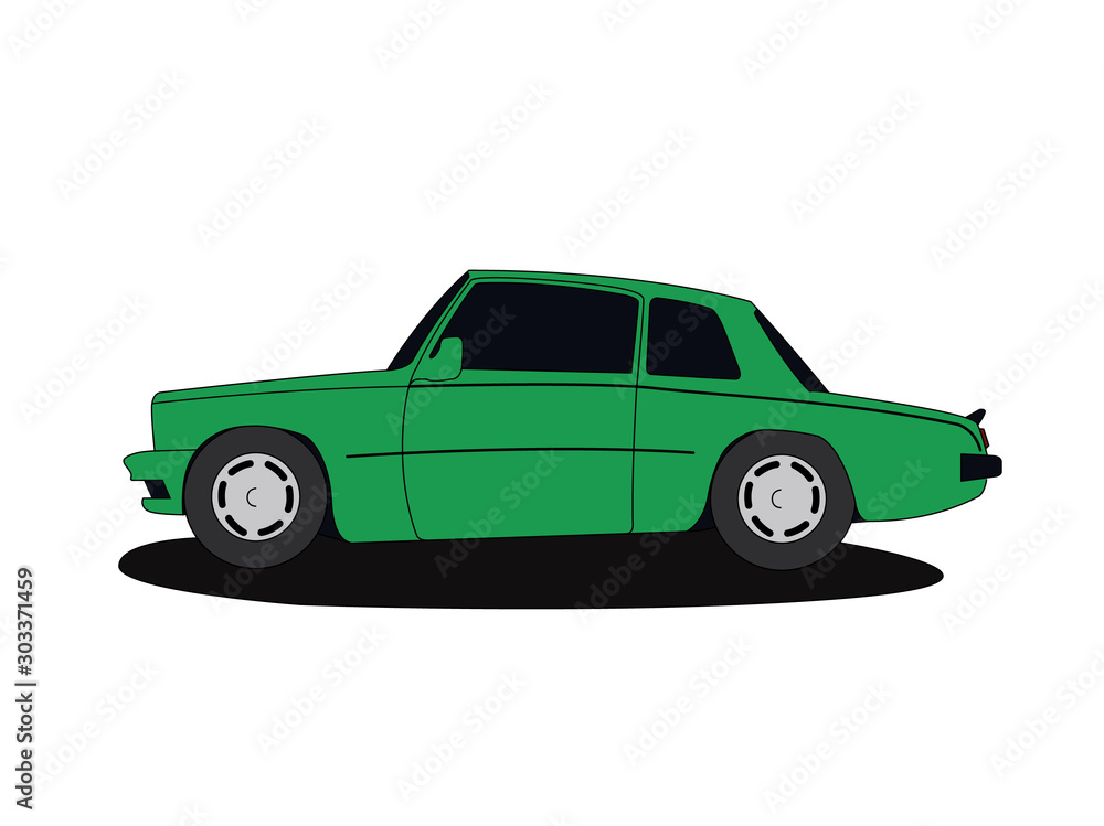 Classic green car vector illustration isolated