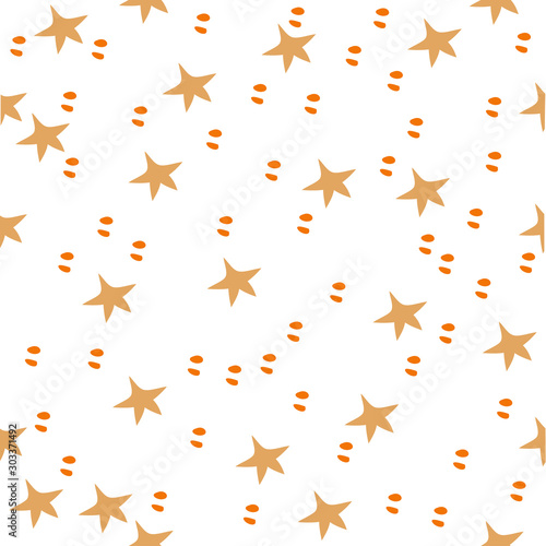 Seamless Pattern With Colorful Stars on white. Scandinavian Style