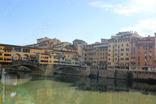 Closeup view to ponte vecchio florence italy in clear winter day © Sergei Timofeev