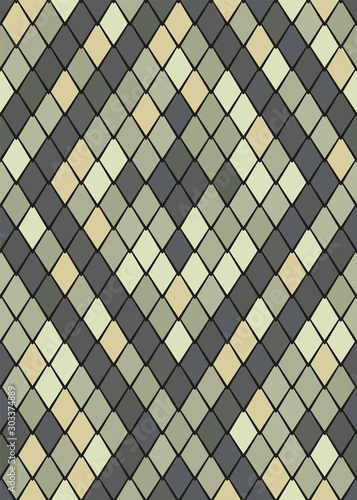 Roof tiles with traditional gothic diamond pattern on St. Vitus Cathedral in Prague. Cartoon seamless pattern, vector