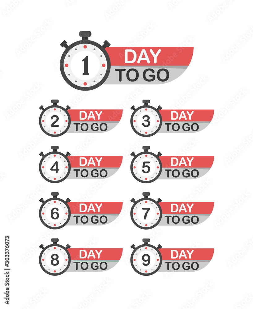 1,2,3,4,5,6,7,8,9,day to go, promotion icon, best deal symbol 1,2,3,4,5,6,7,8,9,day to go, promotion icon, best deal symbol