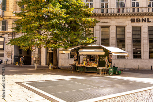 kiosk in the center of a street of genua, italy photo