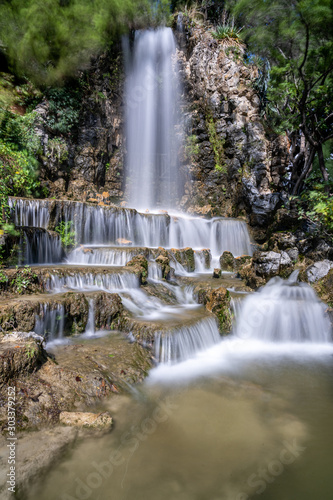 long exposure image of a waterfall in public parc in genua  italy