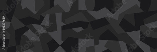 Geometric camouflage seamless pattern. Abstract modern camo, black and white modern military texture background. Vector illustration.