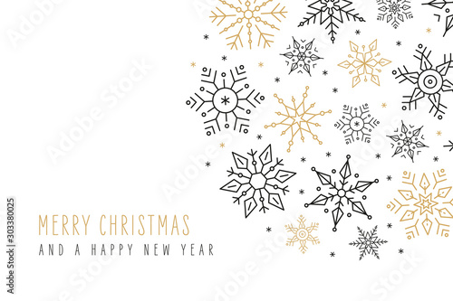Christmas snowflakes elements ornaments greeting card on isolated white background