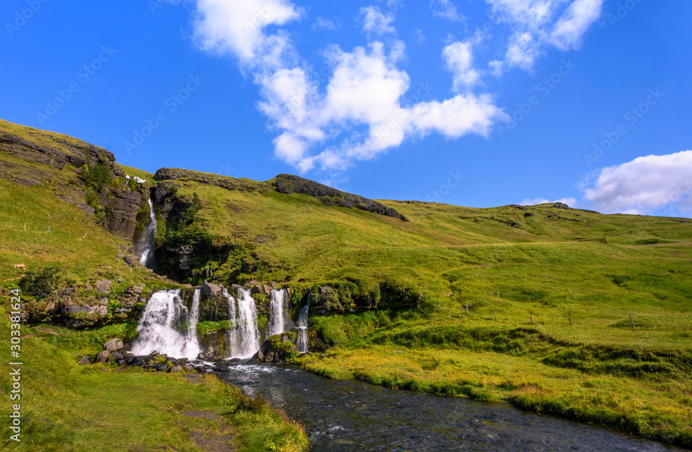 Gluggafoss Waterfall in idyllic landscape, Hvolsvöllur, Sudurland, Iceland