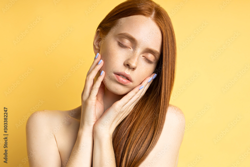 Beautiful spa woman with perfect fresh freckled skin Beautiful spa woman with perfect fresh freckled skin