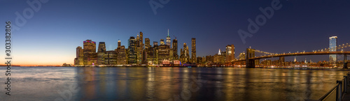 New York City downtown evening skyline buildings © blvdone
