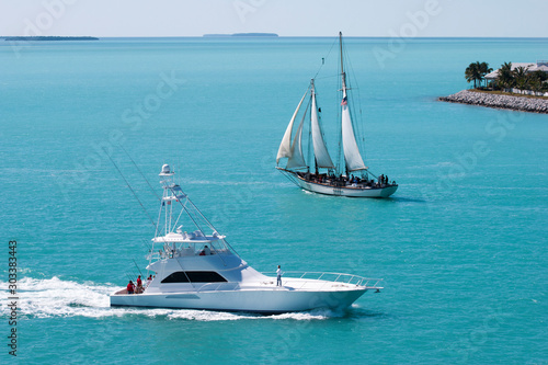Key West Yacht and A Sailboat