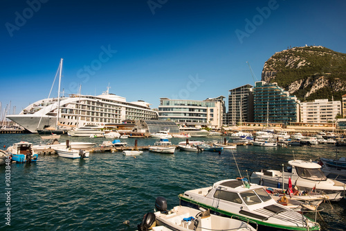 View of Gibraltar port area and the rock of Gibraltar 