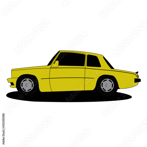 Fototapeta Naklejka Na Ścianę i Meble -  Classic car yelow vector illustration isolated