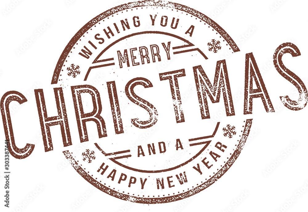 Merry Christmas and Happy New Year Design Stamp Merry Christmas and Happy New Year Design Stamp