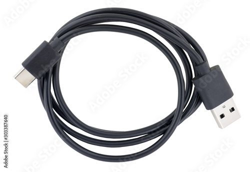 Photography micro usb cable on a white