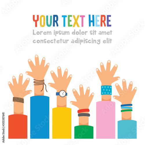 Raised Hands Of Happy People Celebrating