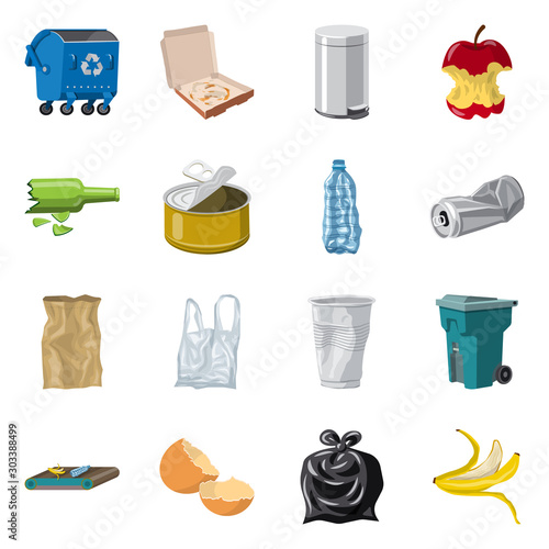 Vector illustration of environment and waste symbol. Set of environment and ecology stock vector illustration.