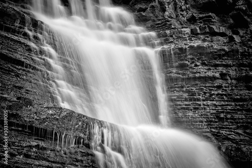 The amphitheater of waterfall  black and white photography