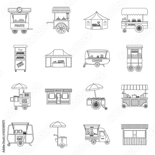 Vector illustration of market and exterior icon. Set of market and food stock vector illustration.