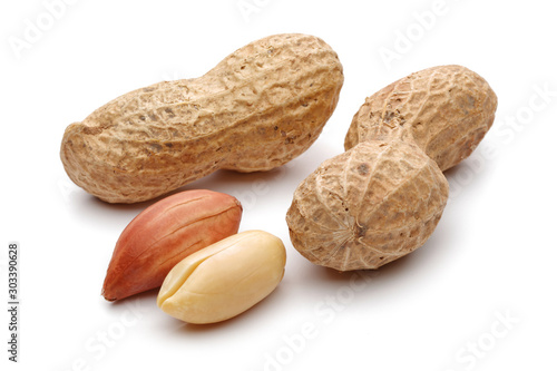 Group of peanuts isolated on white background