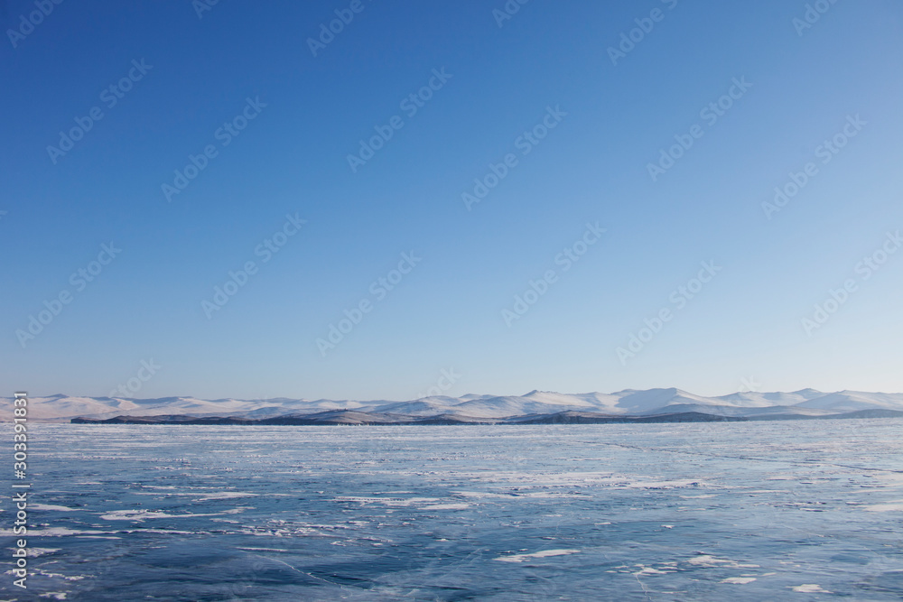 Ice of Lake Baikal. Winter landscape
