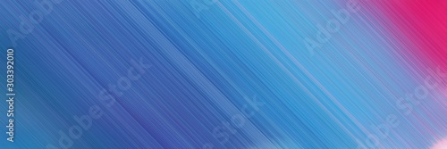 abstract colorful horizontal presentation banner background with diagonal lines and steel blue, mulberry and medium purple colors and space for text and image
